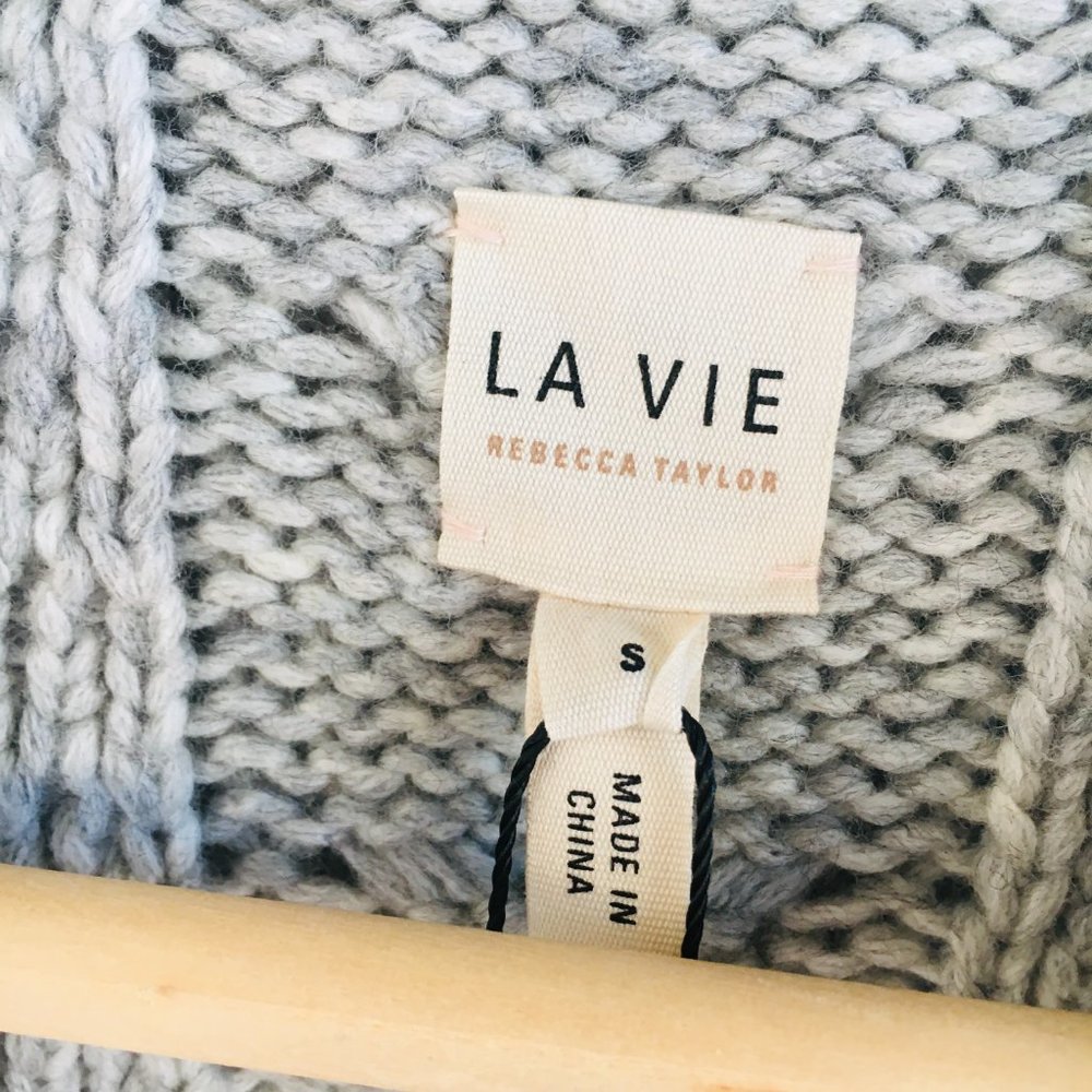 La Vie Rebecca Taylor Cable Knit Sweater Wool Cotton Blend Striped - Picture 7 of 12